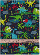 Quilting Cotton Navy Dinos 100% Cotton Fabric