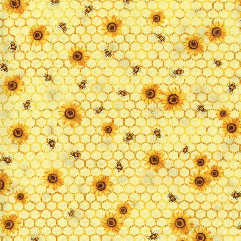 Quilting Cotton Hi Fashion Honeycomb Florals Yellow