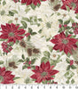 Quilting Cotton Hi Fashion Merry Poinsettia White Metallic Christmas Timeless Treasures