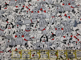 Quilting Cotton Playful Pups with Bones Novelty Fabric
