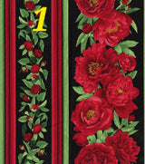 Quilting Cotton Red Peony on Black Tossed 100% Cotton Fabric