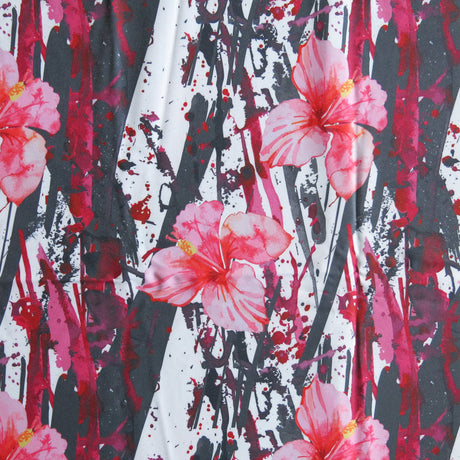 Stretch Woven Boardshort Fabric Hibiscus Frequency Flow