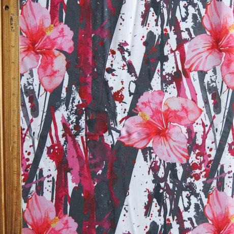 Stretch Woven Boardshort Fabric Hibiscus Frequency Flow