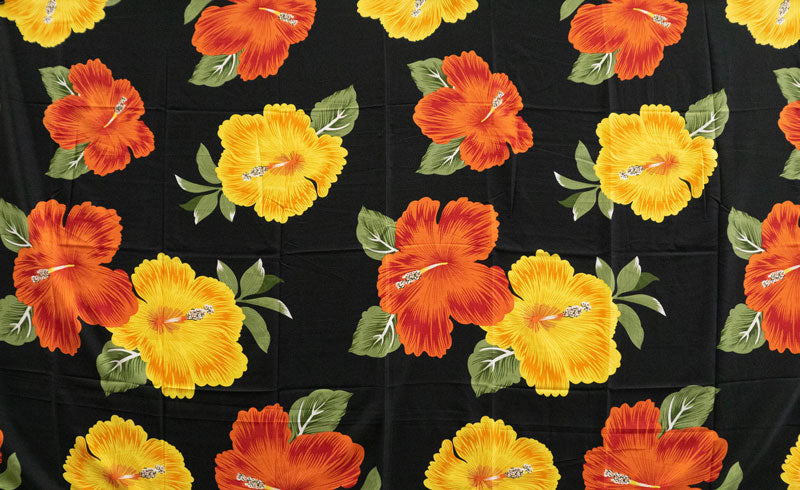 Hibiscus All Over Design Polyester Fabric - Multicolor Hibiscus Floral Print, 70x43 (1 Piece)