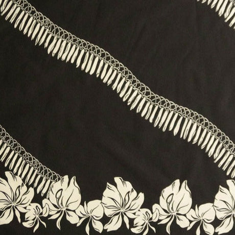Hibiscus Buds Single Border Design Poly Cotton Fabric - Red And White Floral Border Print, 45" Width (1 Yard)