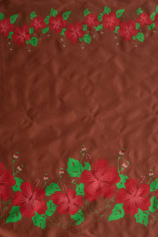 Hibiscus Flowers Double Border Polyester Fabric - Hibiscus Double Border Print, 60" Width (1 Yard)