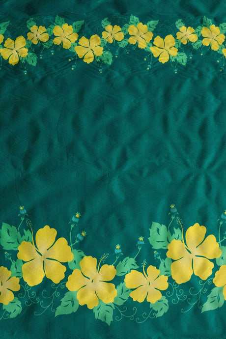 Polyester Fabric Hibiscus Double Border Tropical Print