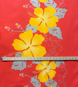 Hibiscus Flowers Double Border Polyester Fabric - Hibiscus Double Border Print, 60" Width (1 Yard)