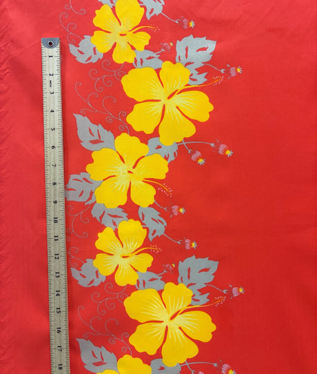 Polyester Fabric Hibiscus Double Border Tropical Print