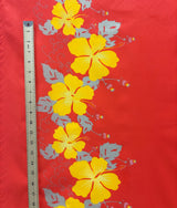 Hibiscus Flowers Double Border Polyester Fabric - Hibiscus Double Border Print, 60" Width (1 Yard)