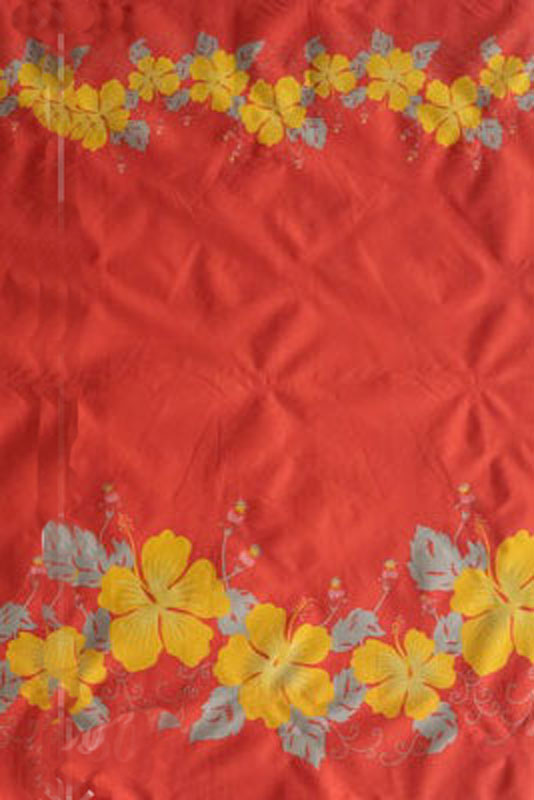 Polyester Fabric Hibiscus Double Border Tropical Print
