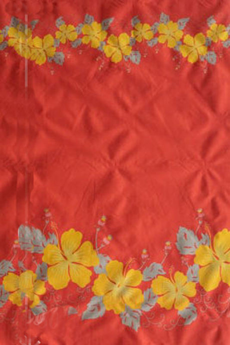 Polyester Fabric Hibiscus Double Border Tropical Print