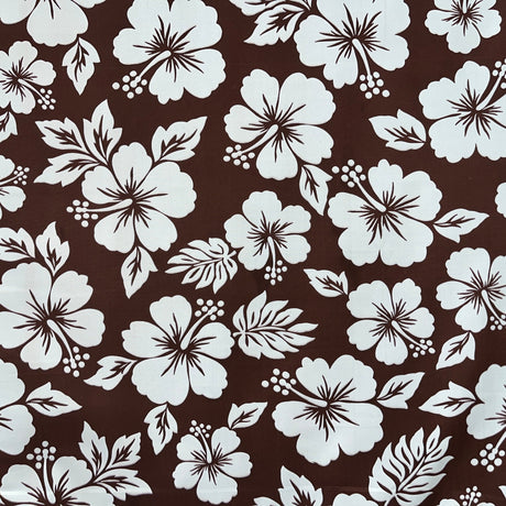 Hibiscus Flower Polyester Fabric - Hibiscus Floral Print, 60" Width (1 Yard)