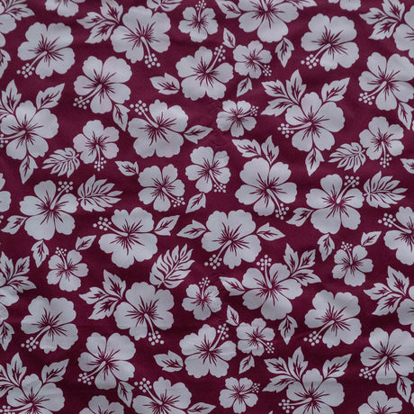 Hibiscus Flower Polyester Fabric - Hibiscus Floral Print, 60" Width (1 Yard)