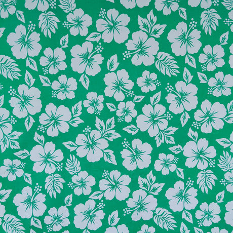 Hibiscus Flower Polyester Fabric - Tropical Floral Print, 60" Width (1 Yard)