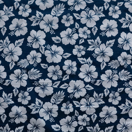 Hibiscus Flower Polyester Fabric - Hibiscus Floral Print, 60" Width (1 Yard)