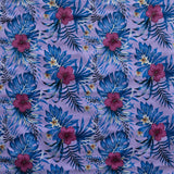 Hibiscus Monstera Palm Leaves Polyester Fabric - Tropical Leaf Print, 60" Width (1 Yard)