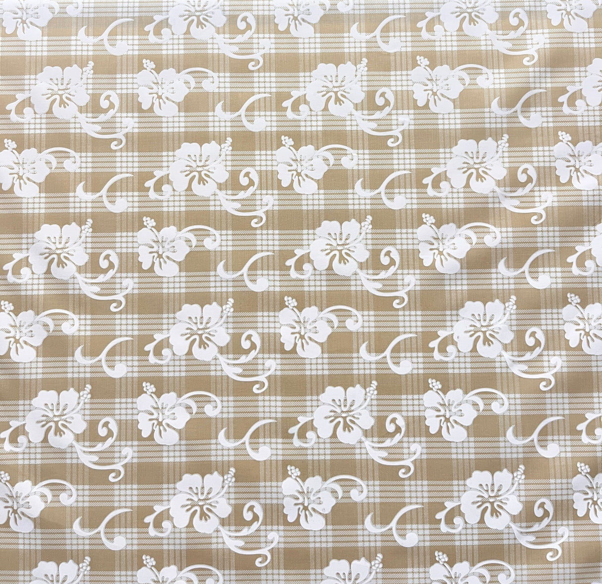 Hibiscus Palaka Cotton Fabric - Hibiscus Floral Palaka Check, 45" Width (1 Yard)