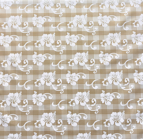 Hibiscus Palaka Cotton Fabric - Hibiscus Floral Palaka Check, 45" Width (1 Yard)