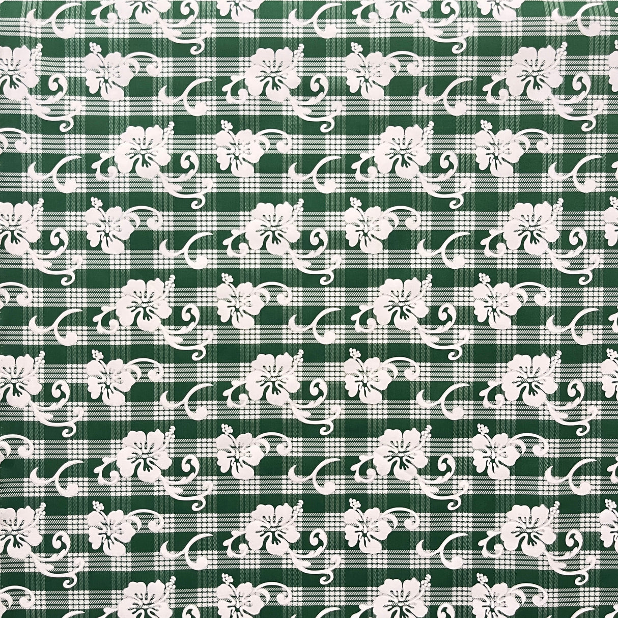 Hibiscus Palaka Cotton Fabric - Hibiscus Floral Palaka Check, 45" Width (1 Yard)