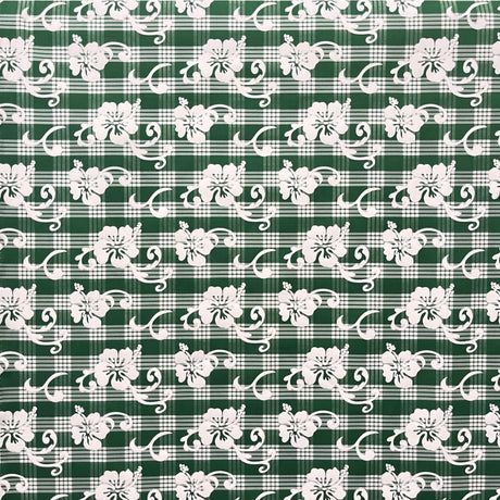 Hibiscus Palaka Cotton Fabric - Hibiscus Floral Palaka Check, 45" Width (1 Yard)
