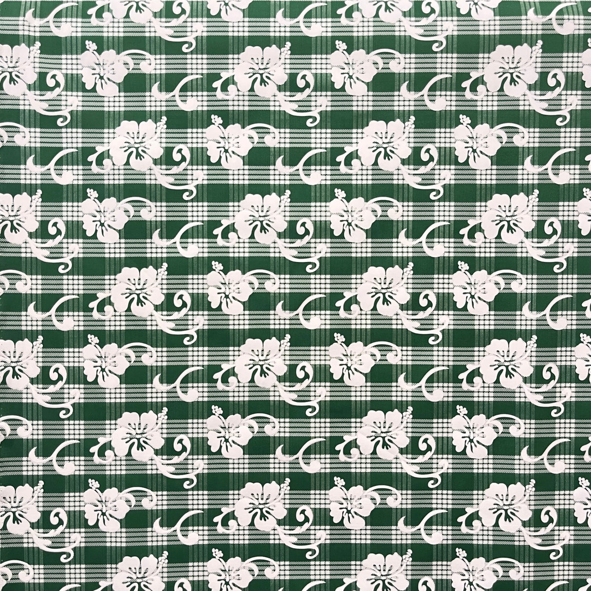 Hibiscus Palaka Cotton Fabric - Hibiscus Floral Palaka Check, 45" Width (1 Yard)