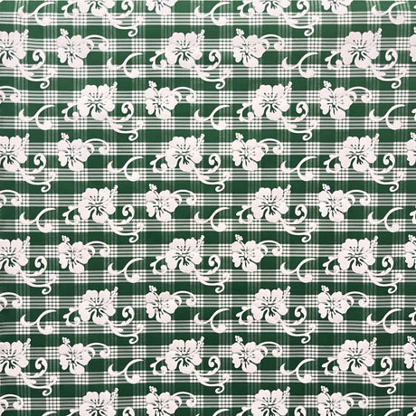 Hibiscus Palaka Cotton Fabric - Hibiscus Floral Palaka Check, 45" Width (1 Yard)