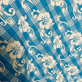 Hibiscus Palaka Cotton Fabric - Hibiscus Floral Palaka Check, 45" Width (1 Yard)
