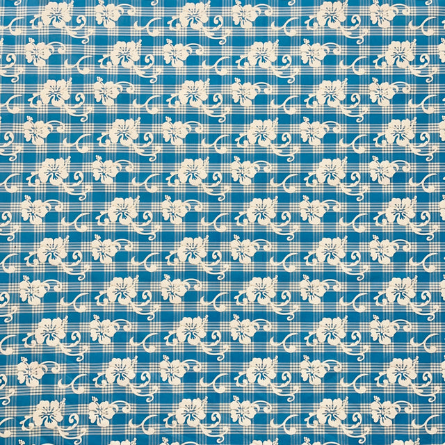 Hibiscus Palaka Cotton Fabric - Hibiscus Floral Palaka Check, 45" Width (1 Yard)