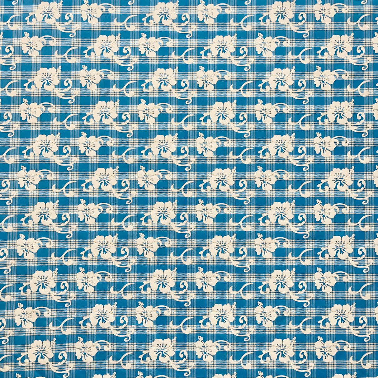 Hibiscus Palaka Cotton Fabric - Hibiscus Floral Palaka Check, 45" Width (1 Yard)