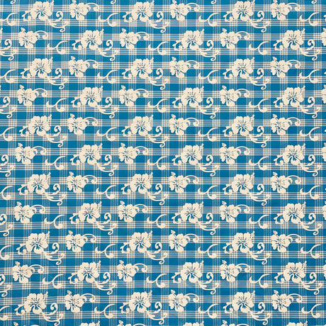 Hibiscus Palaka Cotton Fabric - Hibiscus Floral Palaka Check, 45" Width (1 Yard)