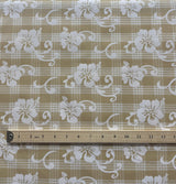 Hibiscus Palaka Cotton Fabric - Hibiscus Floral Palaka Check, 45" Width (1 Yard)