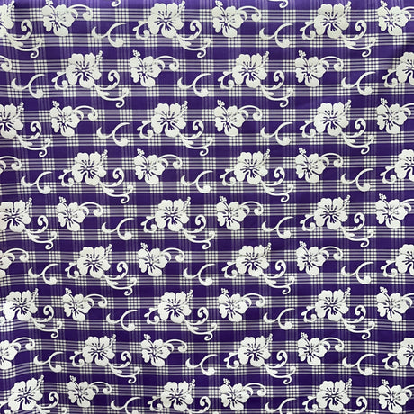 Hibiscus Palaka Cotton Fabric - Hibiscus Floral Palaka Check, 45" Width (1 Yard)