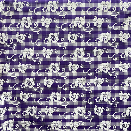 Hibiscus Palaka Cotton Fabric - Hibiscus Floral Palaka Check, 45" Width (1 Yard)