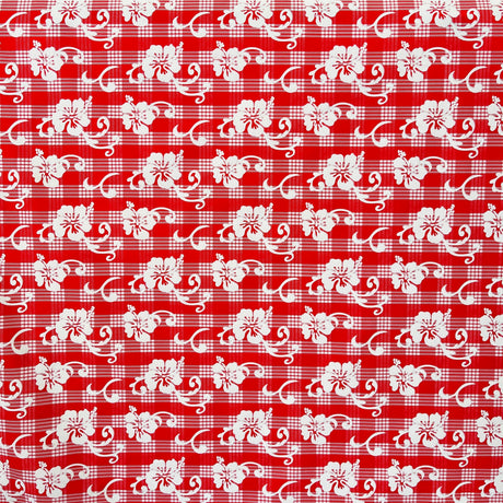 Hibiscus Palaka Cotton Fabric - Hibiscus Floral Palaka Check, 45" Width (1 Yard)