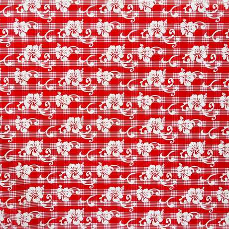 Hibiscus Palaka Cotton Fabric - Hibiscus Floral Palaka Check, 45" Width (1 Yard)
