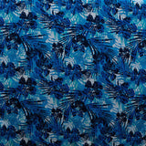 Hibiscus Palm Watercolor Design Cotton Light Barkcloth Fabric - Watercolor Palm And Hibiscus Print, 45" Width (1 Yard)