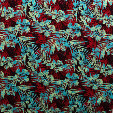 Cotton Barkcloth Hibiscus Palm Watercolor Fabric