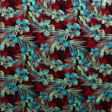 Hibiscus Palm Watercolor Design Cotton Light Barkcloth Fabric - Watercolor Tropical Floral Print, 45" Width (1 Yard)