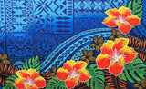 Hibiscus Plumeria Assortment Polyester Fabric - Tropical Floral, Polynesian Print, 70" L x 43" W (1 Piece)