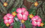 Hibiscus Plumeria Assortment Polyester Fabric - Tropical Floral, Polynesian Print, 70" L x 43" W (1 Piece)