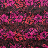 Hibiscus Plumeria Monstera Leaf Polyester Fabric - Tropical Floral Leaf Print, 60" Width (1 Yard)