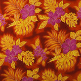 Polyester Fabric Hibiscus Plumeria Monstera Palm Leaves Glitter