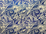 Polyester Foil Fabric Hibiscus Plumeria Polynesian Tattoo