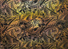 Hibiscus Plumeria Polynesian Tattoo Polyester Foil Fabric - Black And Rust, 36" X 60" (1 Yard)
