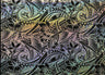 Hibiscus Plumeria Polynesian Tattoo Polyester Foil Fabric - Black And Rust, 36" X 60" (1 Yard)