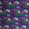 Hibiscus Plumeria Split Banana Palm Leaves Rayon Poplin Fabric - Tropical Floral Palm Leaves, 44/45" Width (1 Yard)