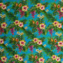 Rayon Poplin Hibiscus Plumeria Palm Leaves Fabric