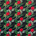 Cotton Fabric Hibiscus Plumeria Tropical Leaves Print