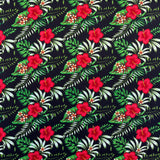 Cotton Fabric Hibiscus Plumeria Tropical Leaves Print